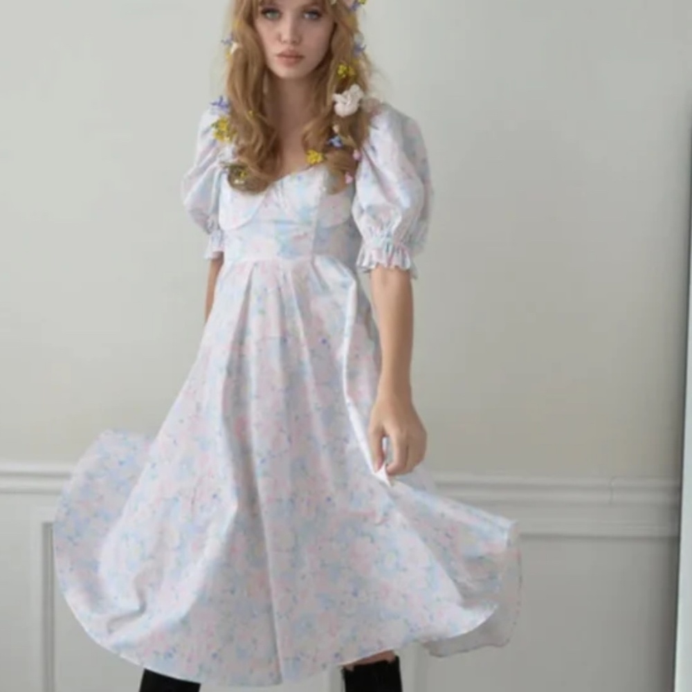 Selkie Pastel Bouquet Tea Rose Dress XS
